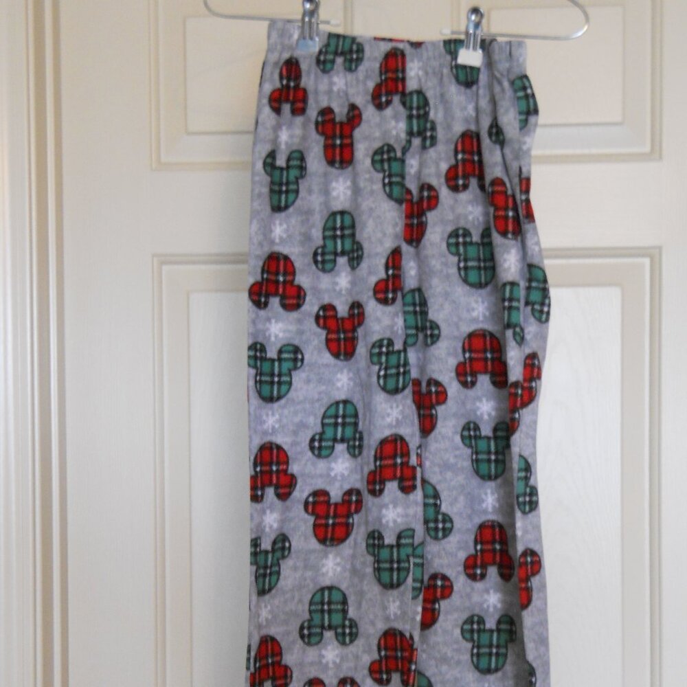 Boys Disney Mouse Ears Pajama Bottoms Grey Red Green Size 12
